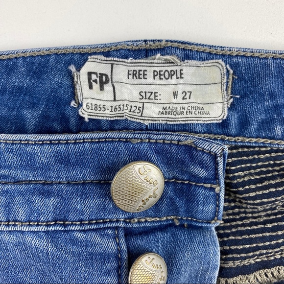 Free People Seamed Moto Button Fly Skinny Jeans 27 - Picture 5 of 15